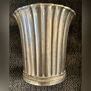 RARE Just Andersen Antique 1920’s 4” Pewter Ribbed Cache Pot Denmark Art Deco